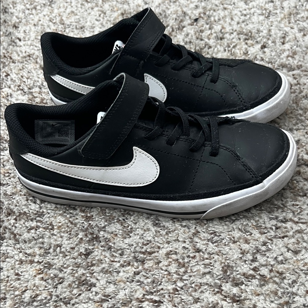 Nike Kids Black Sneakers with White Swoosh